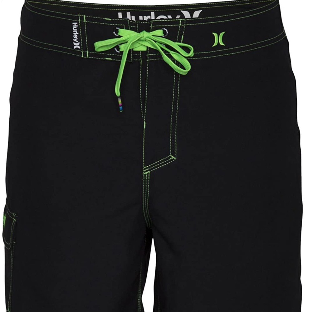Hurley Men's One and Only 22-Inch Boardshort black/neon green